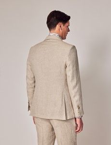 Natural Herringbone 3 Piece Linen Tailored Italian Suit - 1913 Collection-preview5