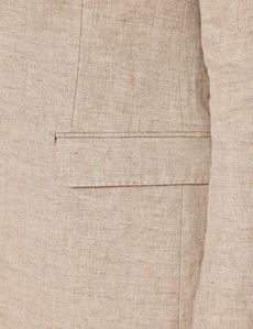 Natural Herringbone 3 Piece Linen Tailored Italian Suit - 1913 Collection-preview3