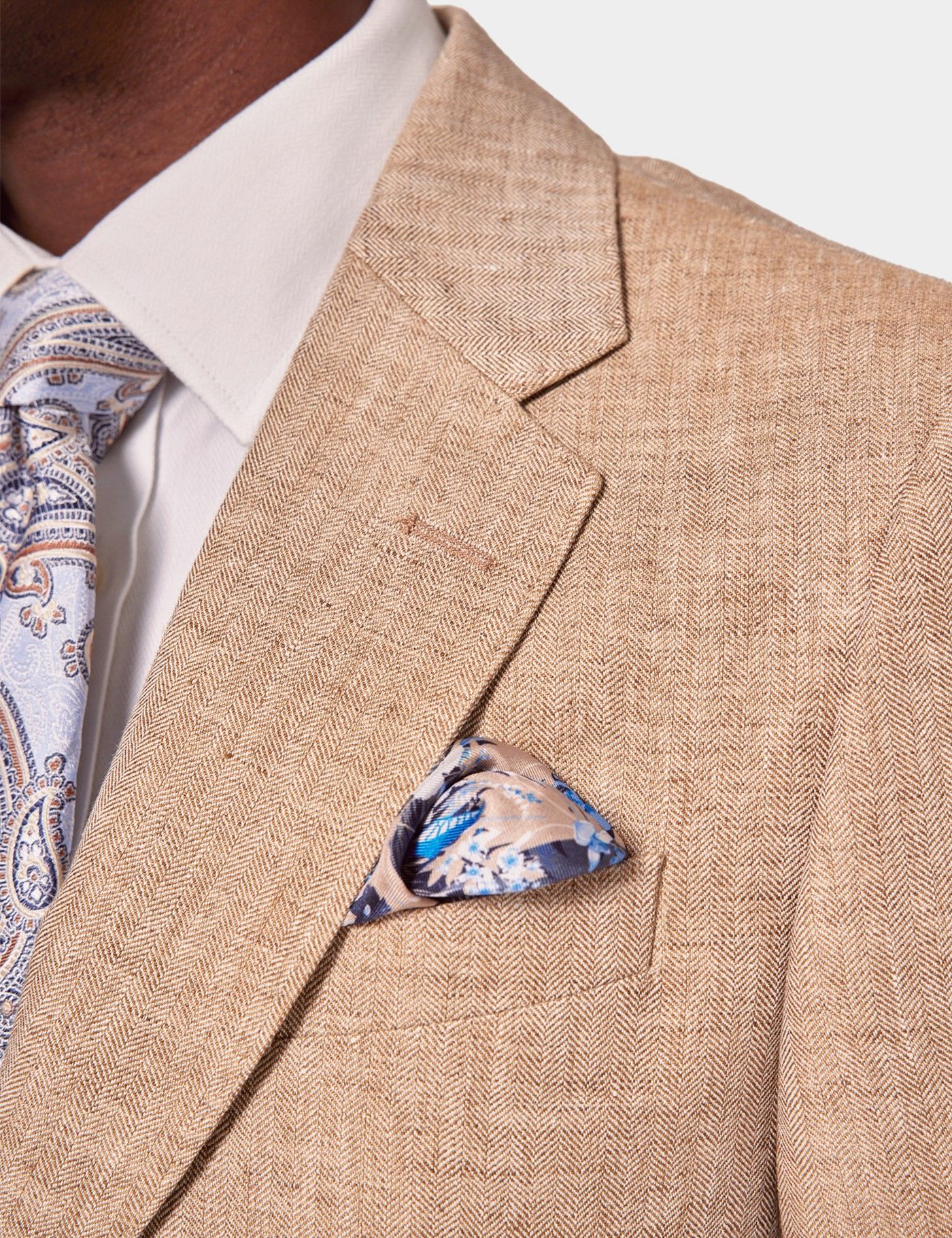 Tailored Fit Beige Herringbone 1913 Suit-preview