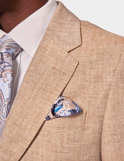 Tailored Fit Beige Herringbone 1913 Suit-preview