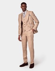 Tailored Fit Beige Herringbone 1913 Suit