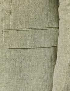 Green Linen Tailored Italian Suit Jacket - 1913 Collection-preview2