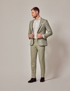 Green Linen Tailored Italian Suit Jacket - 1913 Collection-preview7