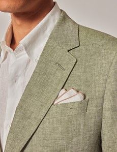 Green Linen Tailored Italian Suit Jacket - 1913 Collection-preview1
