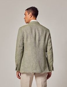 Green Linen Tailored Italian Suit Jacket - 1913 Collection-preview4