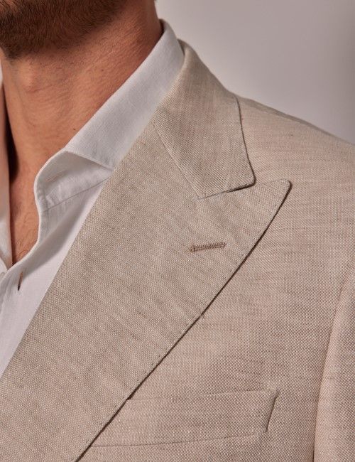 Cream Double Breasted Linen Tailored Suit Jacket - 1913 Collection-preview