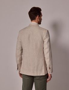 Cream Double Breasted Linen Tailored Suit Jacket - 1913 Collection-preview4