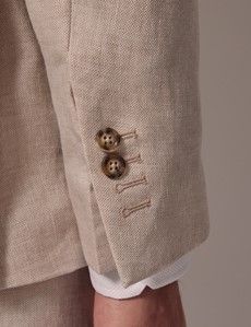Cream Double Breasted Linen Tailored Suit Jacket - 1913 Collection-preview9