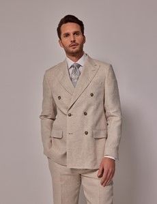 Cream Double Breasted Linen Tailored Italian Suit - 1913 Collection-preview2