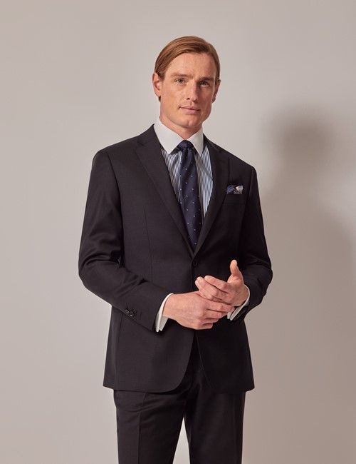 Black Twill Tailored Fit Suit Jacket