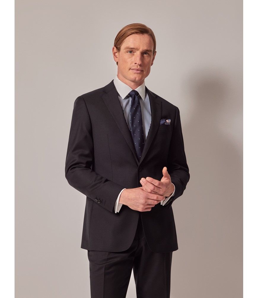 Men's Black Twill Tailored Fit Suit Jacket| Hawes & Curtis