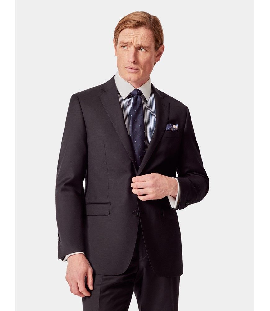 Men's Black Twill Tailored Fit Suit Jacket| Hawes & Curtis
