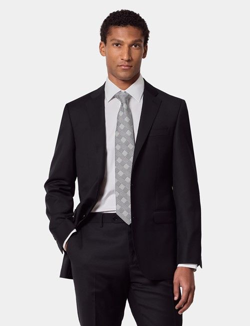 Tailored Fit Black Twill Suit Trousers