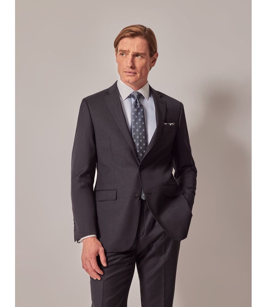 Men's Dark Charcoal Twill Tailored Fit Suit Jacket | Hawes Men's Dark Charcoal Twill Tailored Fit Suit Jacket | Hawes