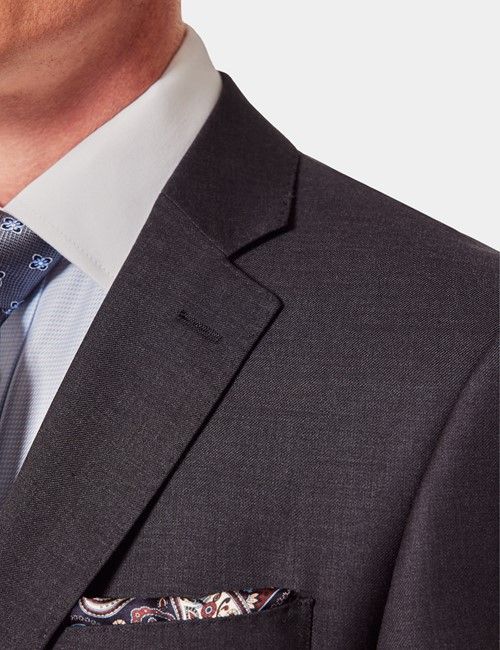 Tailored Fit Dark Charcoal Twill Suit Trousers