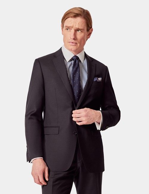 Tailored Fit Black Twill Suit