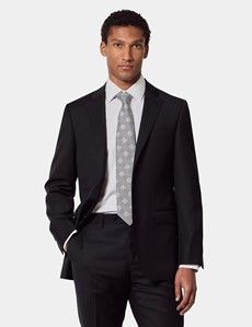 Tailored Fit Black Twill Suit