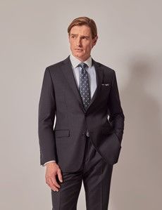 Tailored Fit Dark Charcoal Twill Suit