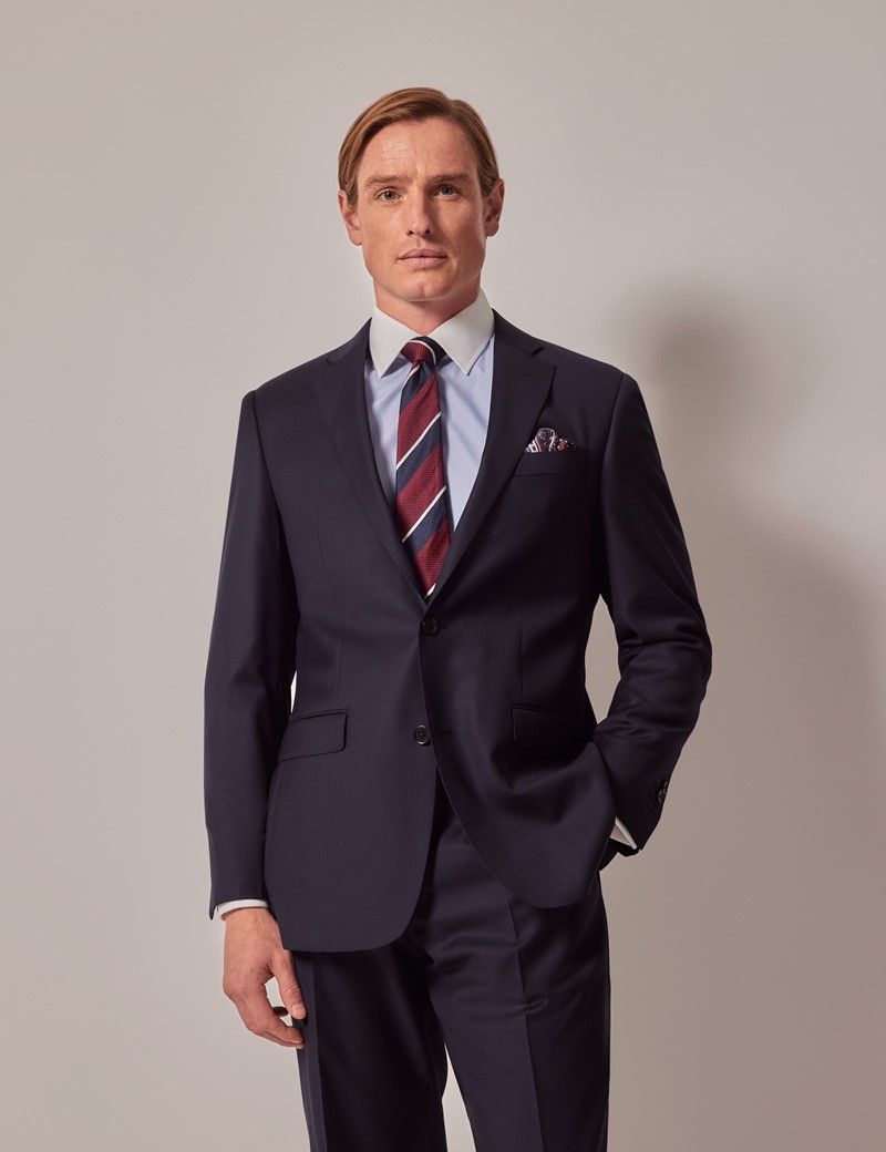 Men's Navy Twill Weave Tailored Suit| Hawes & Curtis