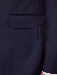 Tailored Fit Navy Herringbone Slim Suit Jacket