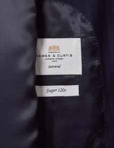 Tailored Fit Navy Herringbone Slim Suit