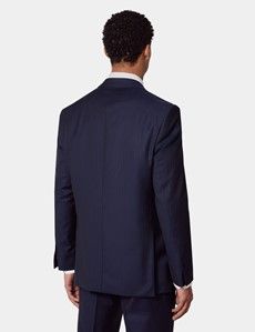 Tailored Fit Navy Herringbone Slim Suit
