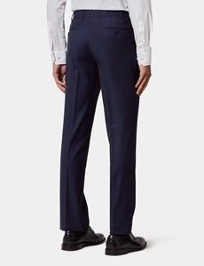 Tailored Fit Navy Herringbone Slim Suit