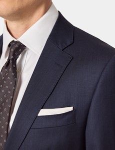 Tailored Fit Navy Sharkskin Suit-preview1