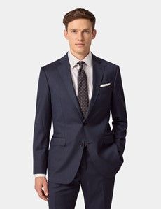 Tailored Fit Navy Sharkskin Suit