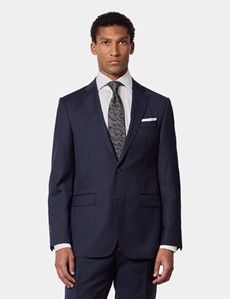 Tailored Fit Navy Sharkskin Suit