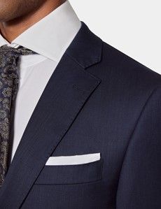 Tailored Fit Navy Sharkskin Suit