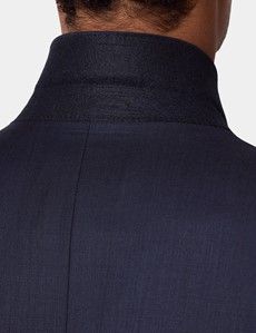 Tailored Fit Navy Sharkskin Suit