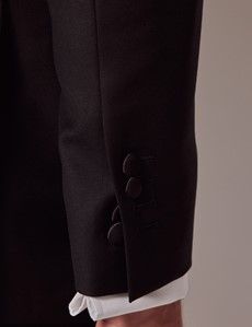 Black Wool Tailored Fit Shawl Dinner Jacket-preview6