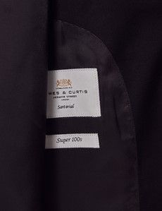 Black Twill Wool Classic Fit Suit Jacket-preview3
