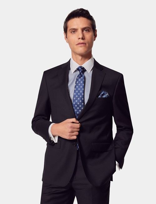 Classic Fit Black Twill Suit Jacket 