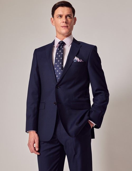 Dark Blue Twill Wool Classic Fit Suit Jacket