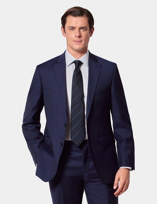 Classic Fit Dark Blue Twill Suit Trousers