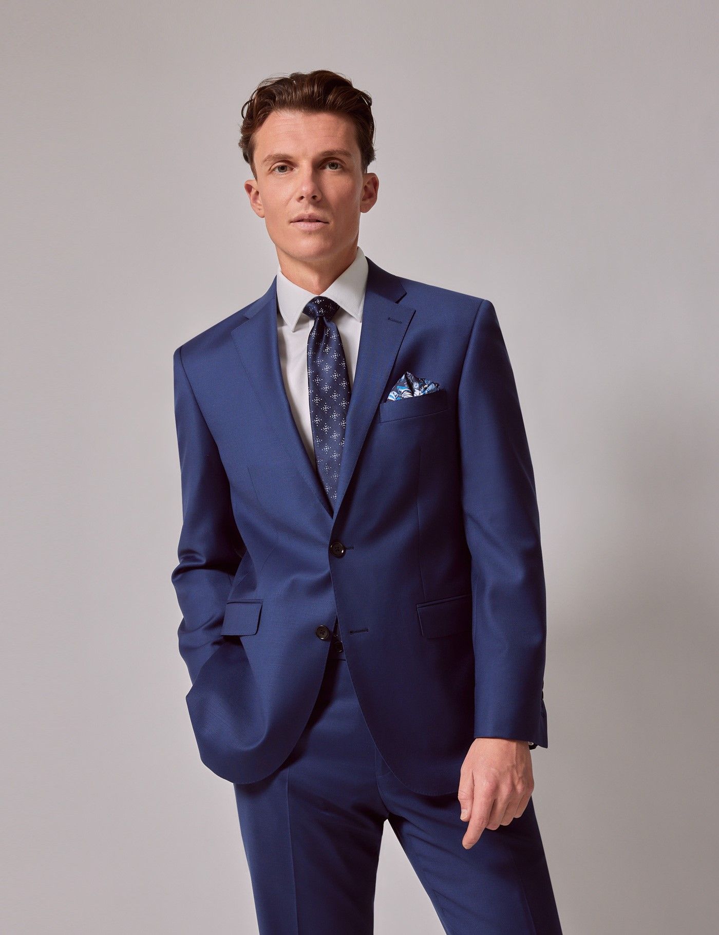 Men's Royal Blue Twill Classic Fit Suit Jacket | Hawes & Curtis