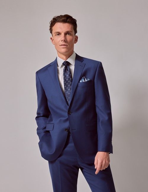 Royal Blue Twill Wool Classic Fit Suit Jacket