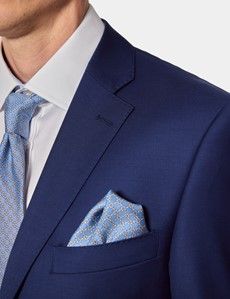 Classic Fit Royal Blue Twill Suit Jacket