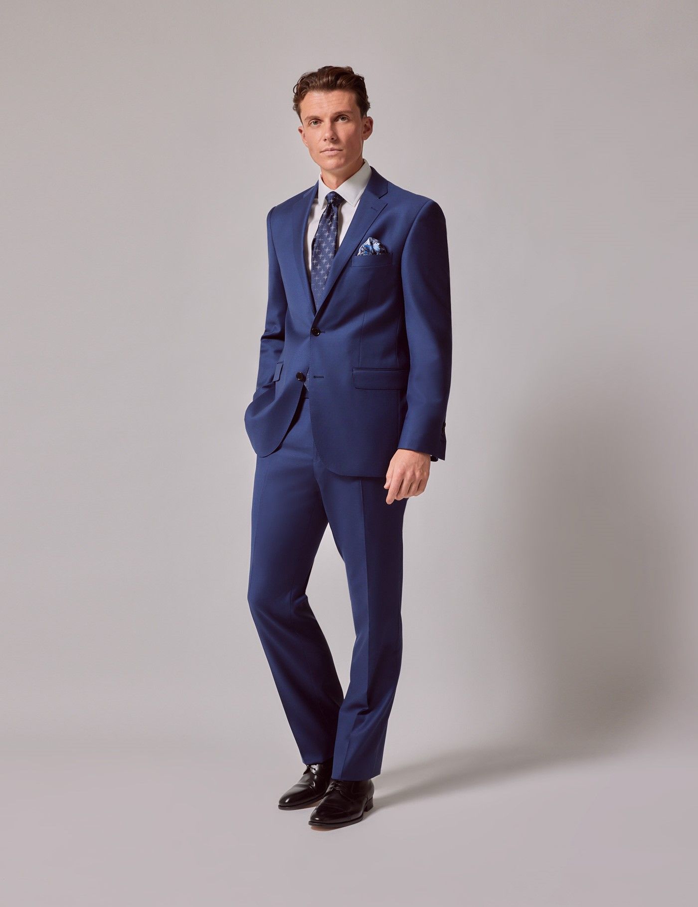 Men's Royal Blue Twill Weave Classic Fit Suit | Hawes & Curtis