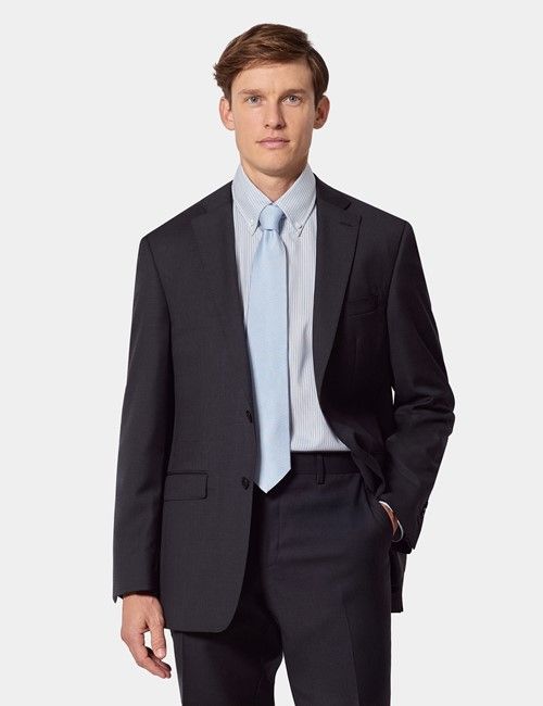 Classic Fit Dark Charcoal Twill Suit Trousers
