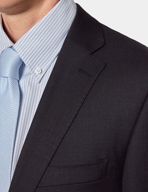 Classic Fit Dark Charcoal Twill Suit Trousers