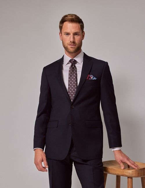 Navy Twill Wool Classic Fit Suit Jacket