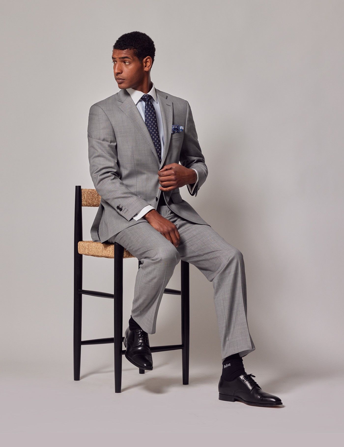 定番人気！ Wool Twill Grey Light Men's Classic Curtis and Hawes | Suit Fit パンツ