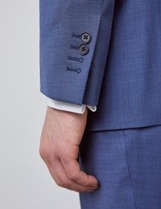 Men's Blue Pin Dot Semi Plain 3 Piece Classic Fit Suit-preview3