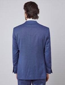 Men's Blue Pin Dot Semi Plain 3 Piece Classic Fit Suit-preview4