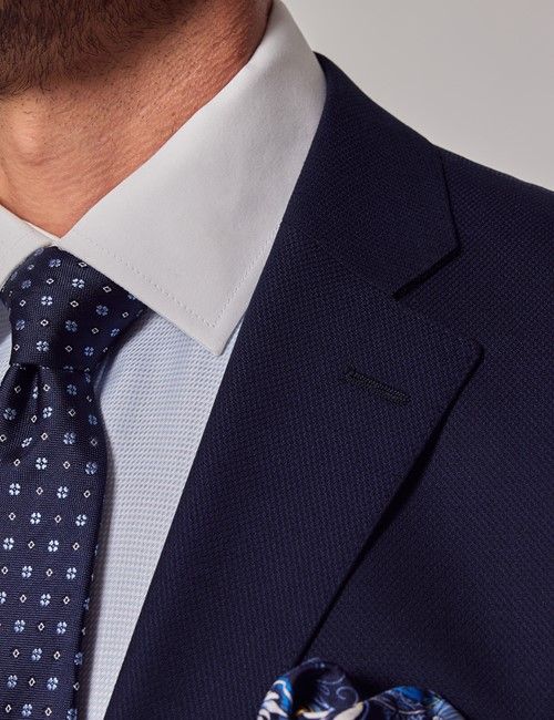 Navy Textured Weave Classic Suit Jacket-preview