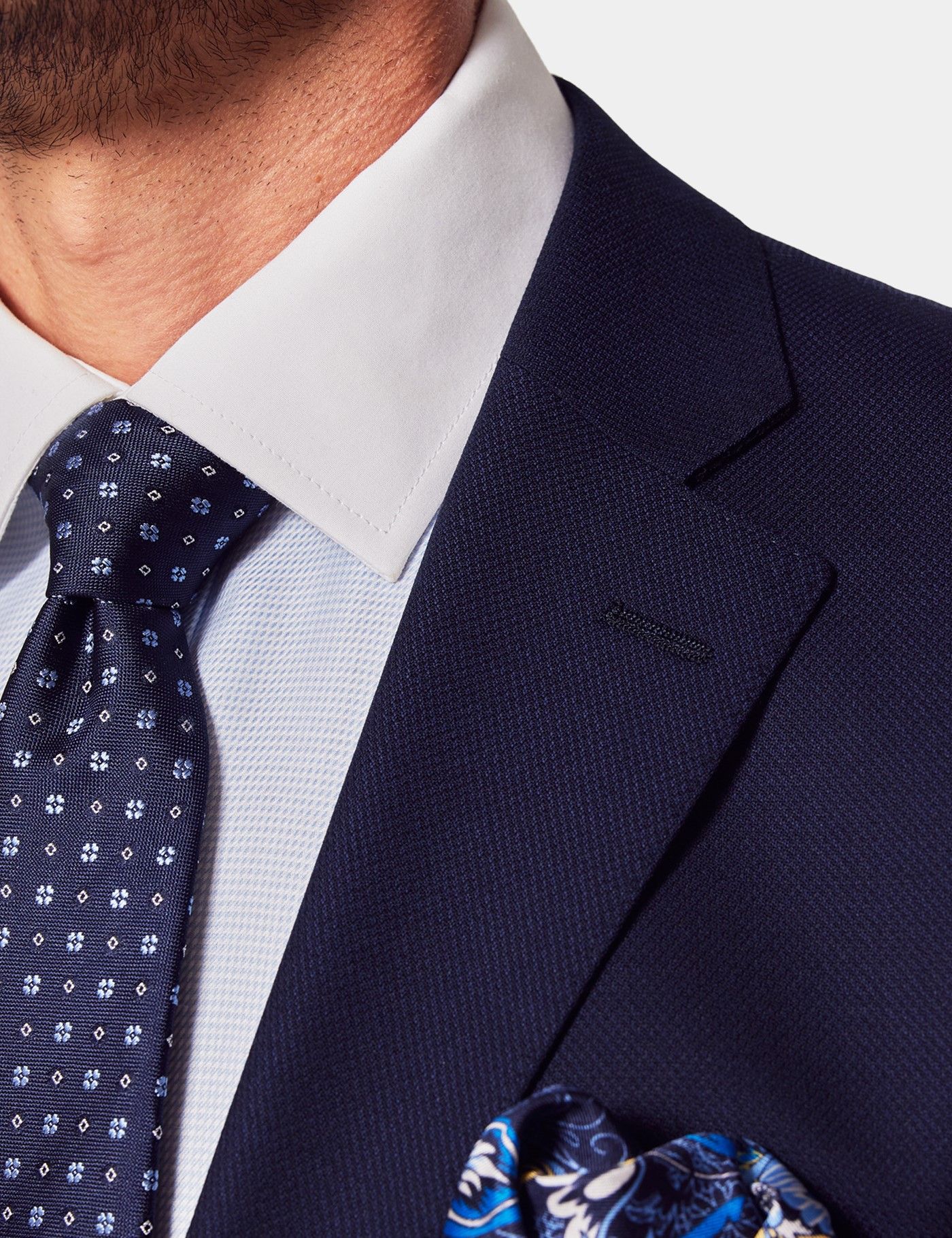 Classic Fit Navy Textured Suit Jacket-preview