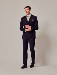 Black Twill Weave Double Breasted Slim Suit